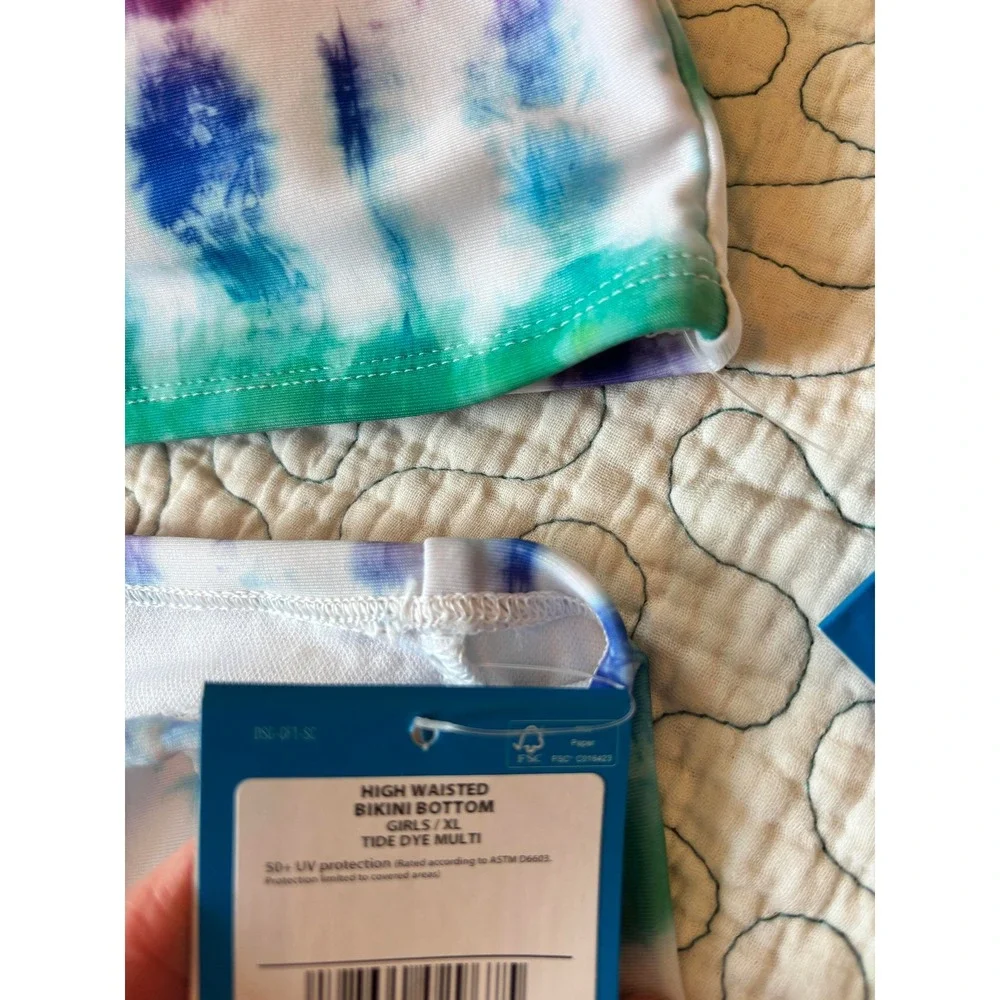 DSG Girls XL High Waisted Bikini Set Tie Dye